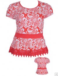 CORAL LACY PEPLUM PLUS TOP