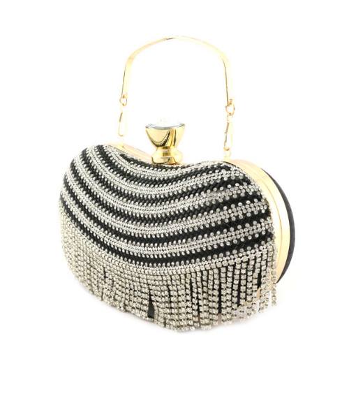 BLACK CRYSTAL ORNATE BOX CLUTCH
