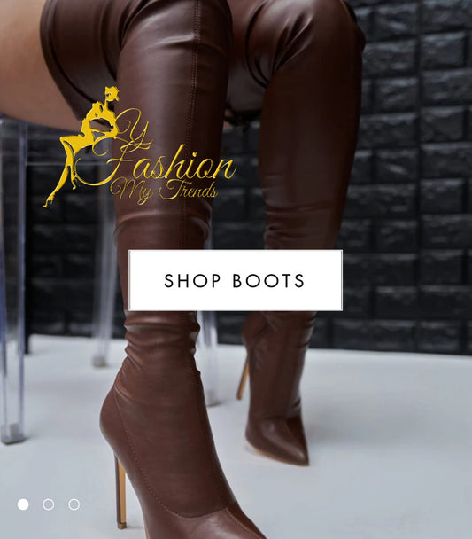 BROWN POINTY TOE THIGH HIGH BOOTS FAUX LEATHER
