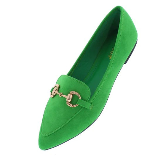 POINTY RHINESTONE CHAIN TOE FLATS