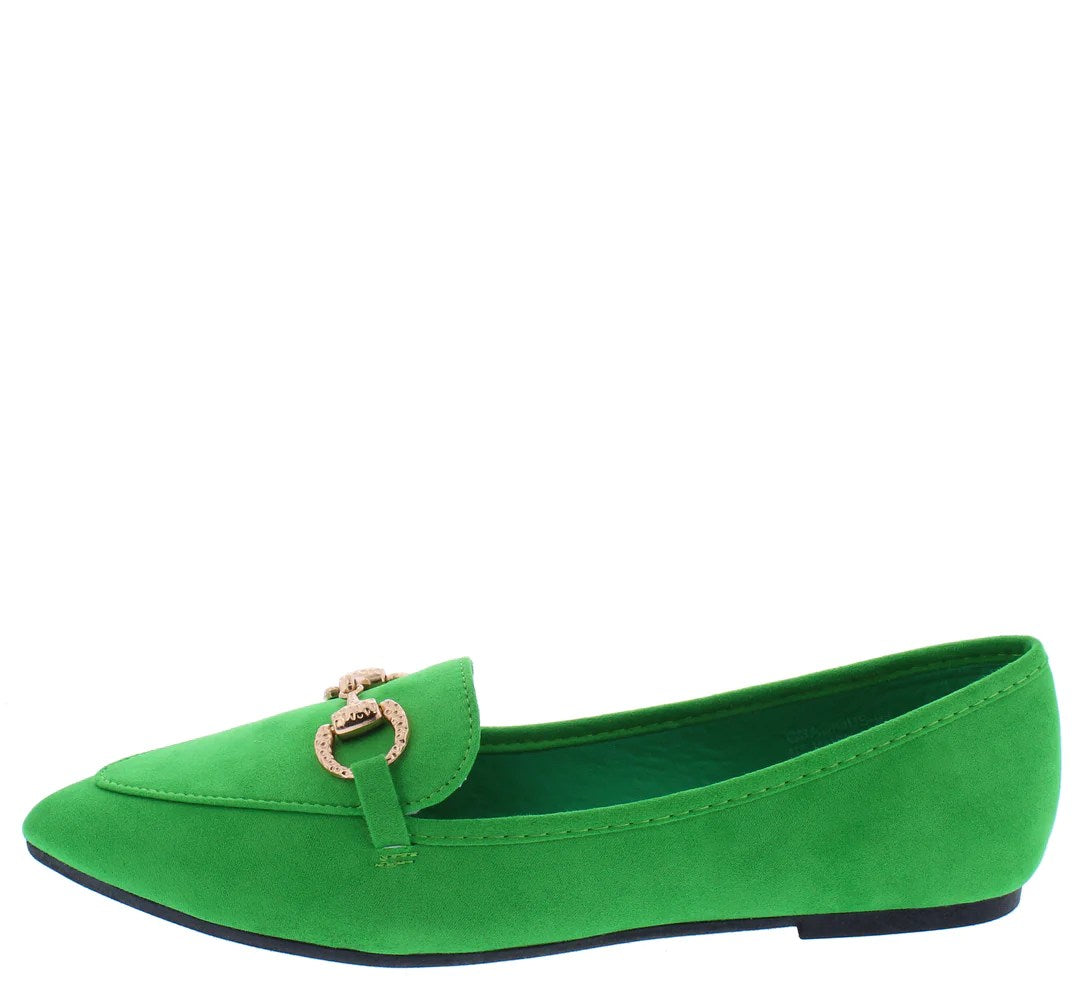 POINTY RHINESTONE CHAIN TOE FLATS