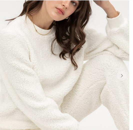 IVORY 2PC SHERPA PANTS SET