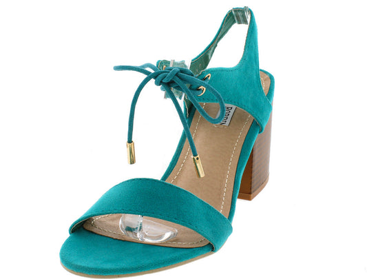 OLIVE OPEN TOE LACE UP CHUNKY HEEL