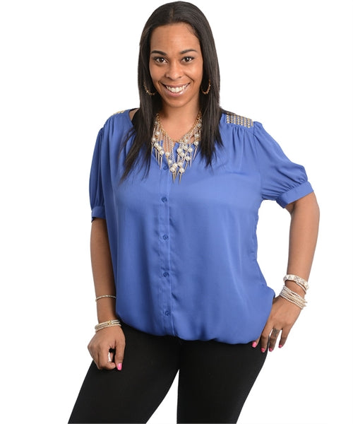 Royal Plus Short Sleeve With Stud Top