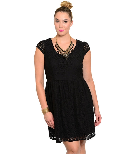 Sleeveless Laced Belted Plus Dress