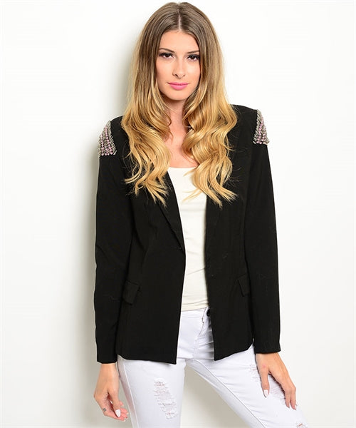 BLACK CRYSTAL EMBELLISHED BLAZER