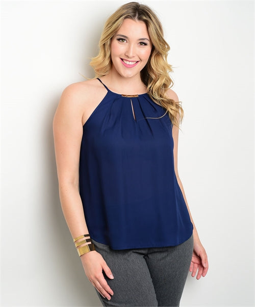 NAVY SPAGHETI PLUS TOP