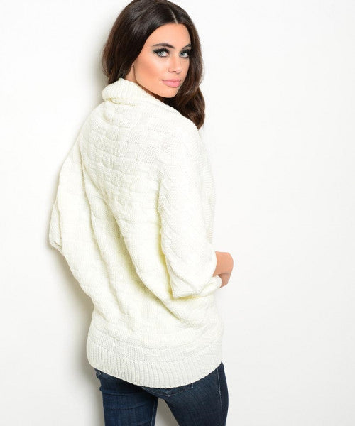 3/4 SLEEVE OPEN FRONT SWEATER PONCHO