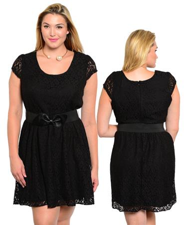 Sleeveless Laced Belted Plus Dress
