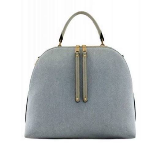 MULTI COMPARTMENTS DENIM SATCHEL STONE-WASHED