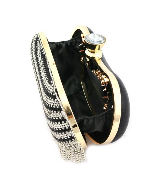 BLACK CRYSTAL ORNATE BOX CLUTCH