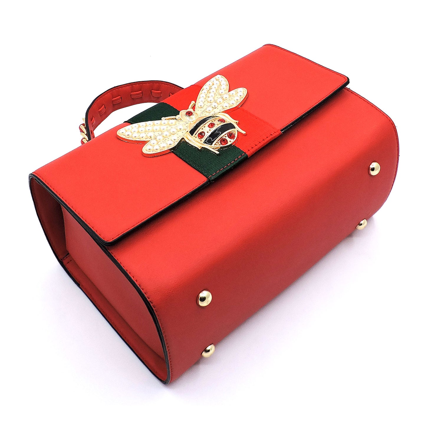 WHITE QUEEN BEE STRIPE 2-in-1 BOXY SATCHEL