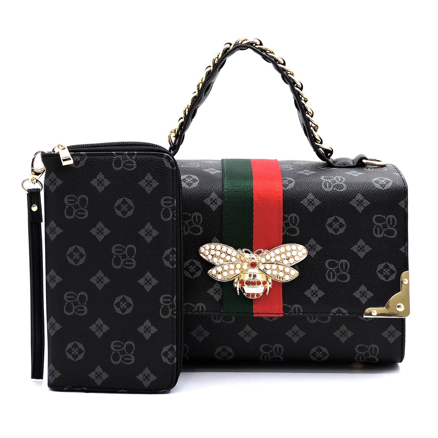 MONOGRAMMED QUEEN BEE STRIPE 2-in-1 Boxy SATCHEL