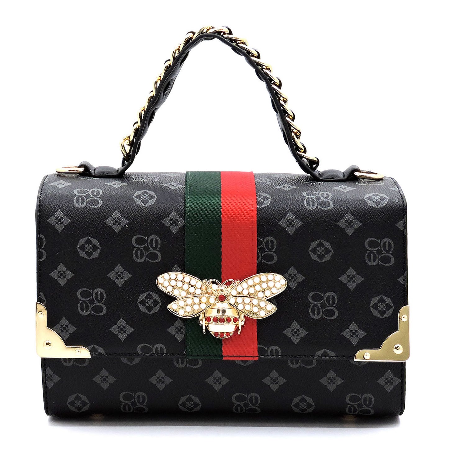 MONOGRAMMED QUEEN BEE STRIPE 2-in-1 Boxy SATCHEL
