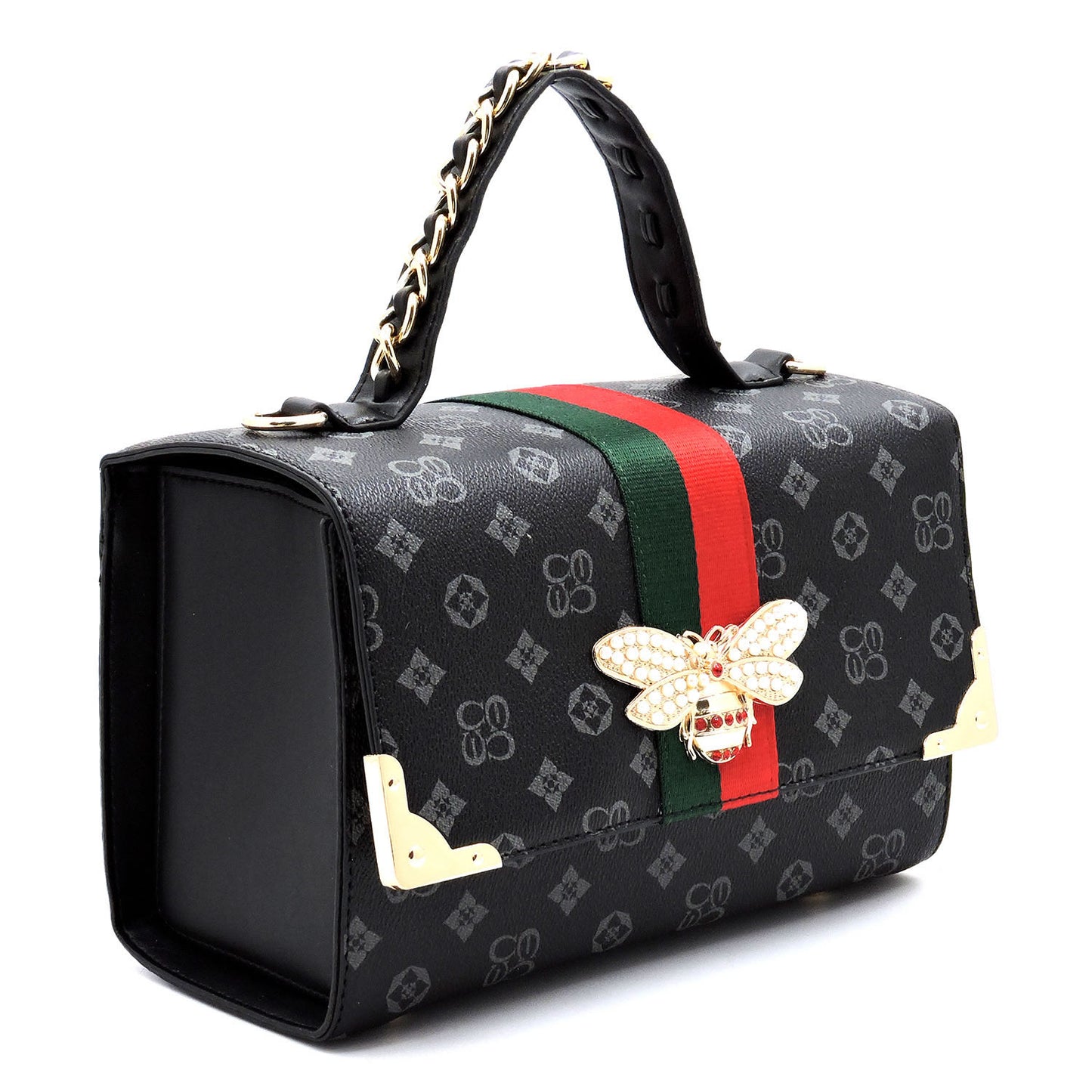 MONOGRAMMED QUEEN BEE STRIPE 2-in-1 Boxy SATCHEL