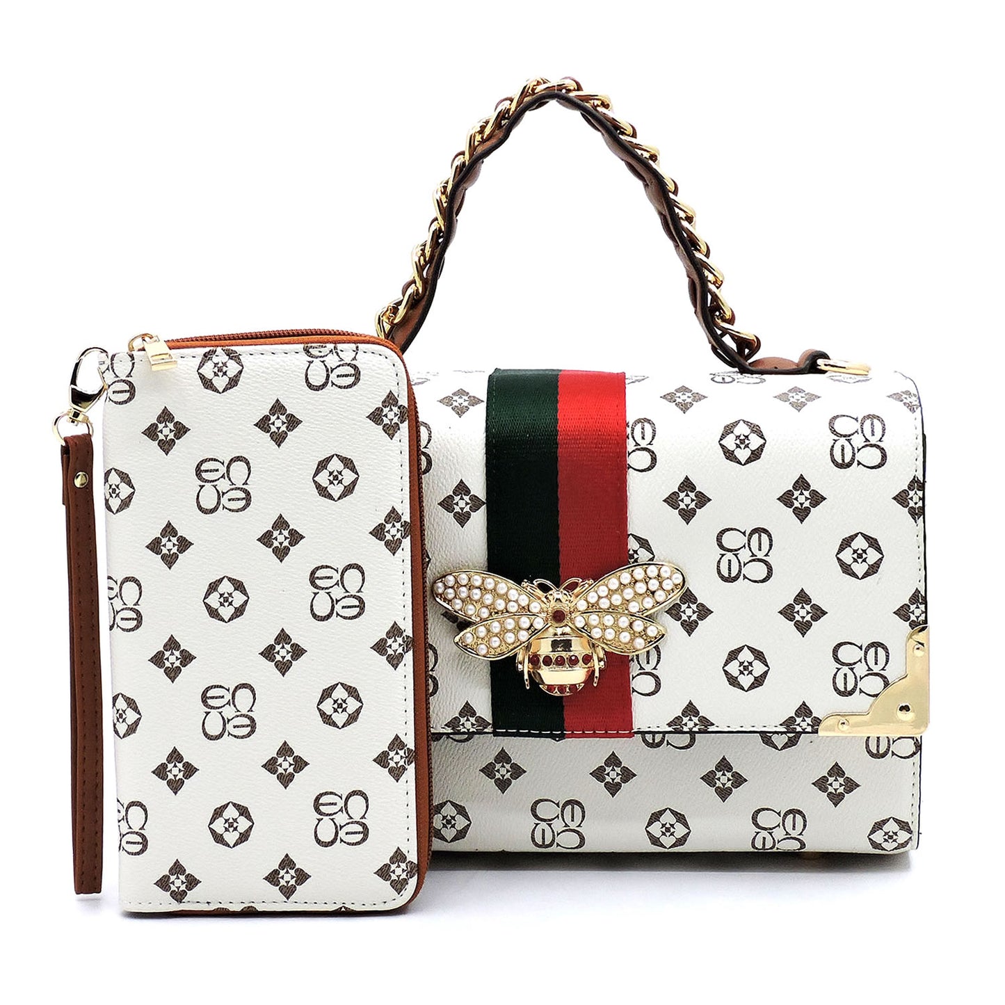 MONOGRAMMED QUEEN BEE STRIPE 2-in-1 Boxy SATCHEL