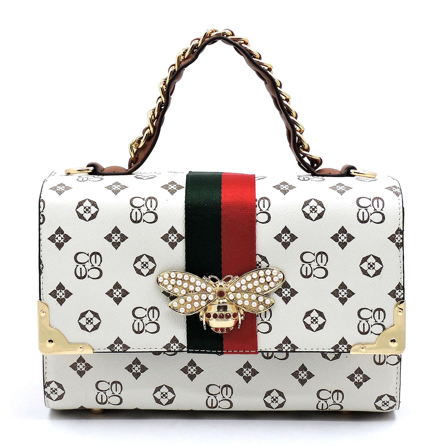 MONOGRAMMED QUEEN BEE STRIPE 2-in-1 Boxy SATCHEL