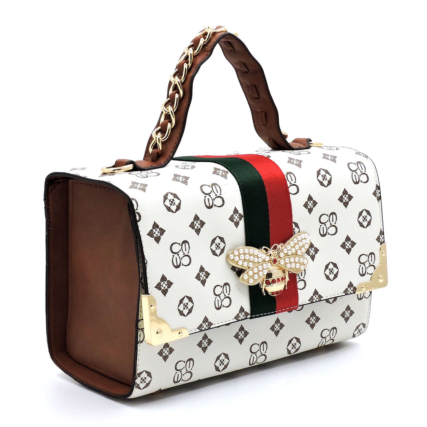 MONOGRAMMED QUEEN BEE STRIPE 2-in-1 Boxy SATCHEL