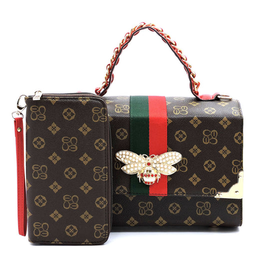 MONOGRAMMED QUEEN BEE STRIPE 2-in-1 Boxy SATCHEL
