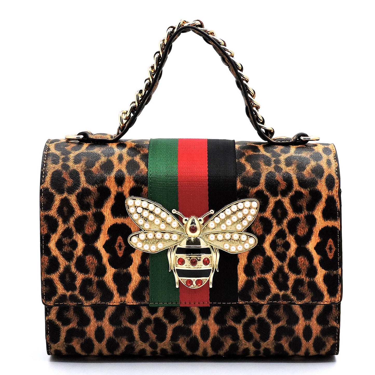 LEOPARD QUEEN BEE STRIPE 2-in-1 BOXY SATCHEL