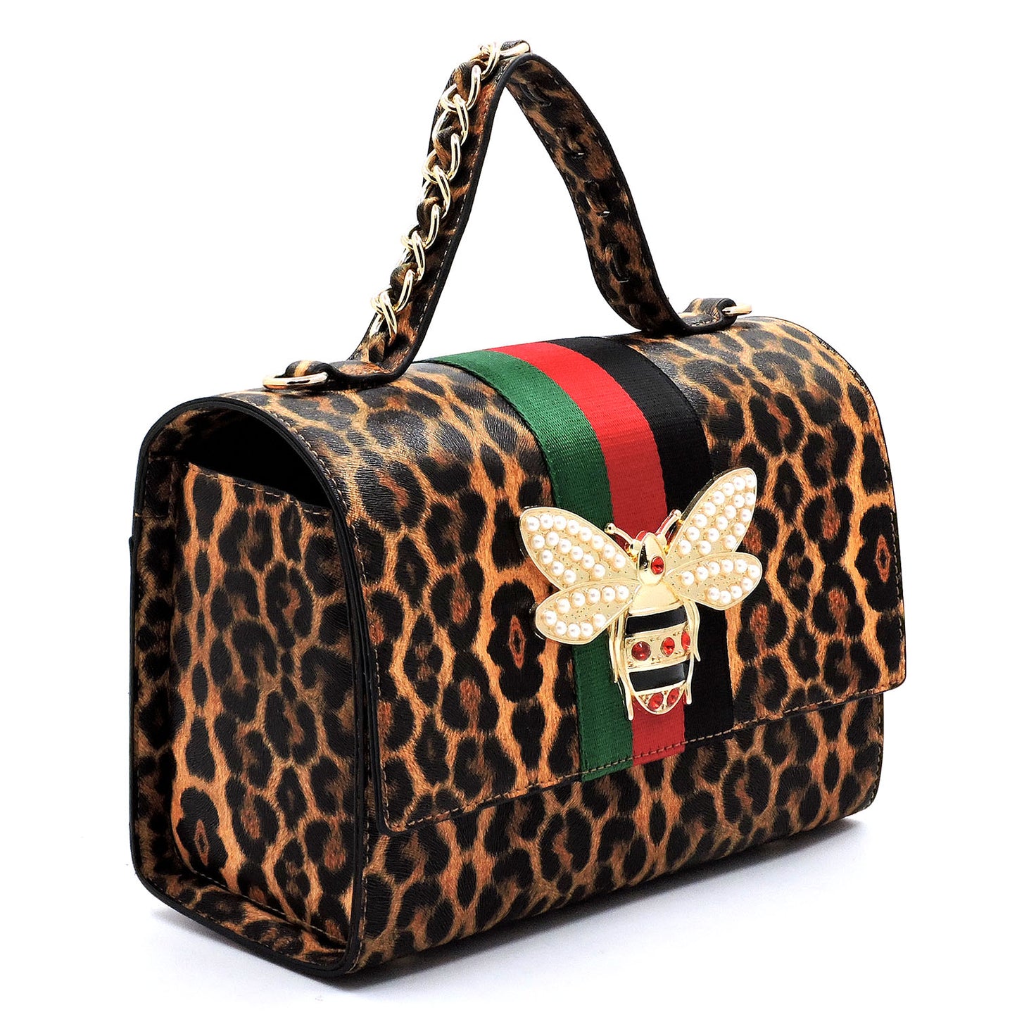 LEOPARD QUEEN BEE STRIPE 2-in-1 BOXY SATCHEL