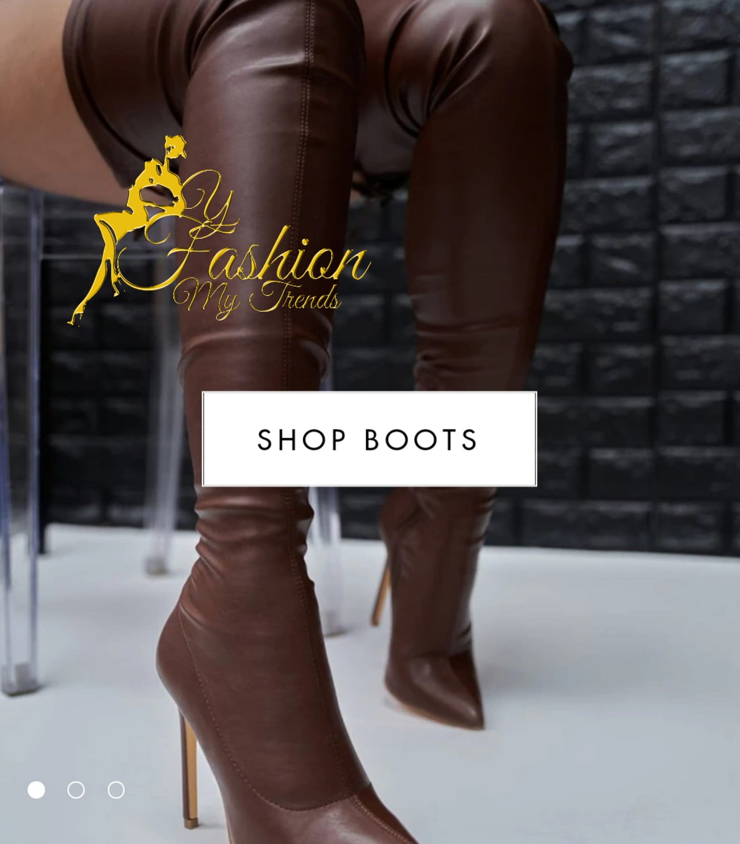 BROWN POINTY TOE THIGH HIGH BOOTS FAUX LEATHER