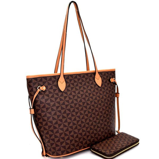 MONOGRAM TWO-TONE SHOPPER TOTE WALLET SET