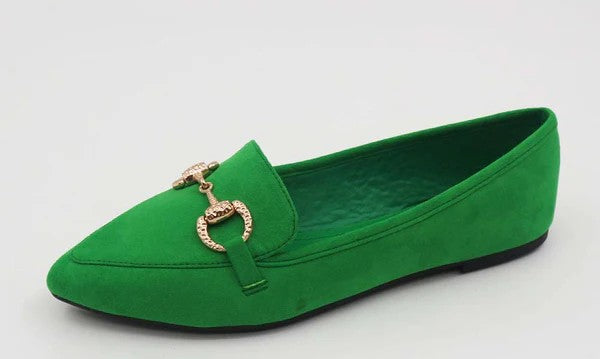 POINTY RHINESTONE CHAIN TOE FLATS
