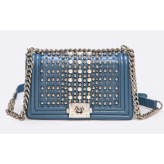 PEARL & STUDS STRUCTURE SHOULDER BAG