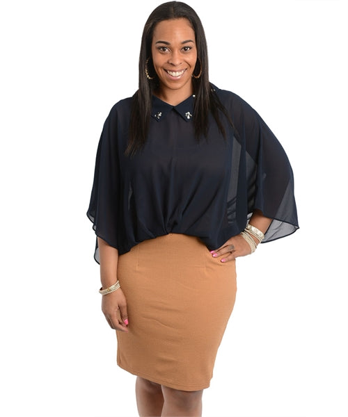 Two-Tone Navy Camel Dress