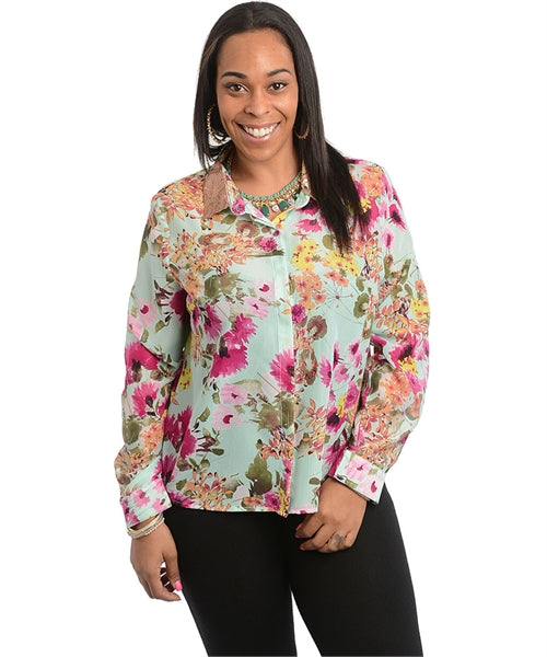 MINT MAGENTA FLOWER WITH SEQUINE TOP