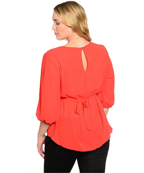 CORAL Gold WAIST BEADED PLUS TOP