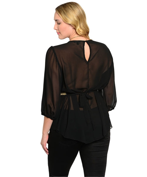 BLACK GOLD BEADED PLUS TOP