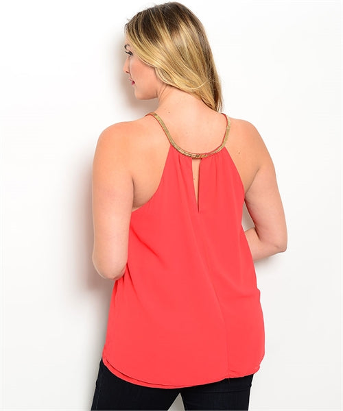 CORAL GOLD SPAGHETTI HAND PLUS TOP