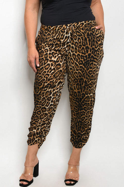 ANIMAL LEOPARD PRINT RUCHED PLUS PANT