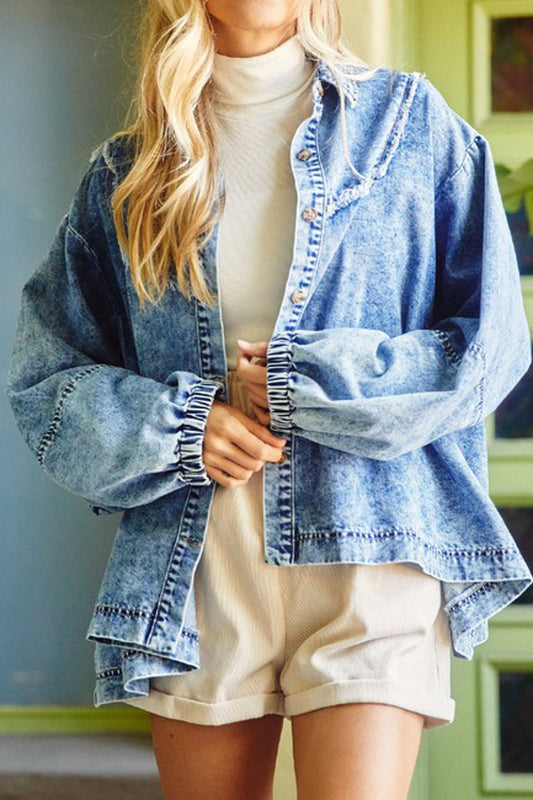 DENIM BUTTON DOWN JACKET