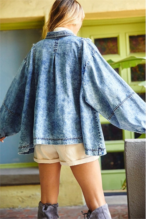 DENIM BUTTON DOWN JACKET