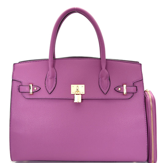 PURPLE 2 IN 1 Padlock ACCENT STRUC LARGE TOTE        Wallet Set
