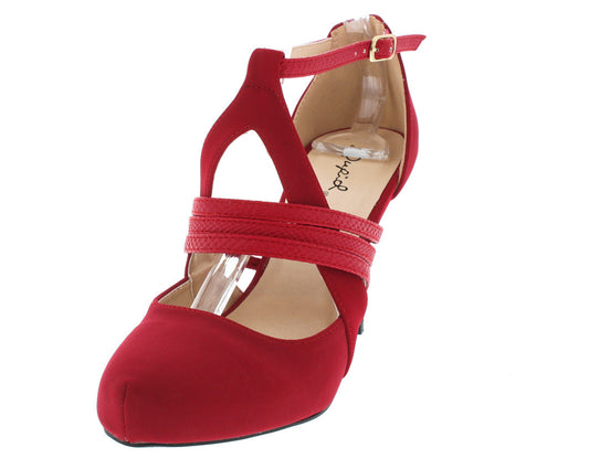 DARK RED NUB STRAPPY CAGED HEEL