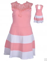 Peach Lacy Mod A-Line Plus Dress